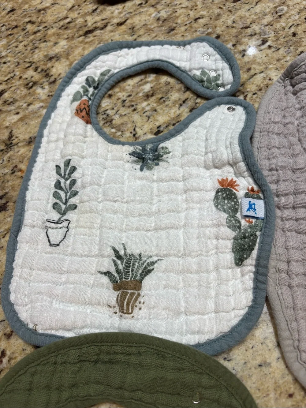 Assorted Quilted Baby Bibs - Olive, Cream, Gray, White Prints little unicorn